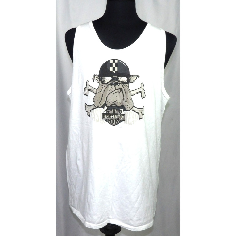 Harley Davidson 100%‎ Cotton White Bull Dog Dealer 2018 Tank Top Men's XL